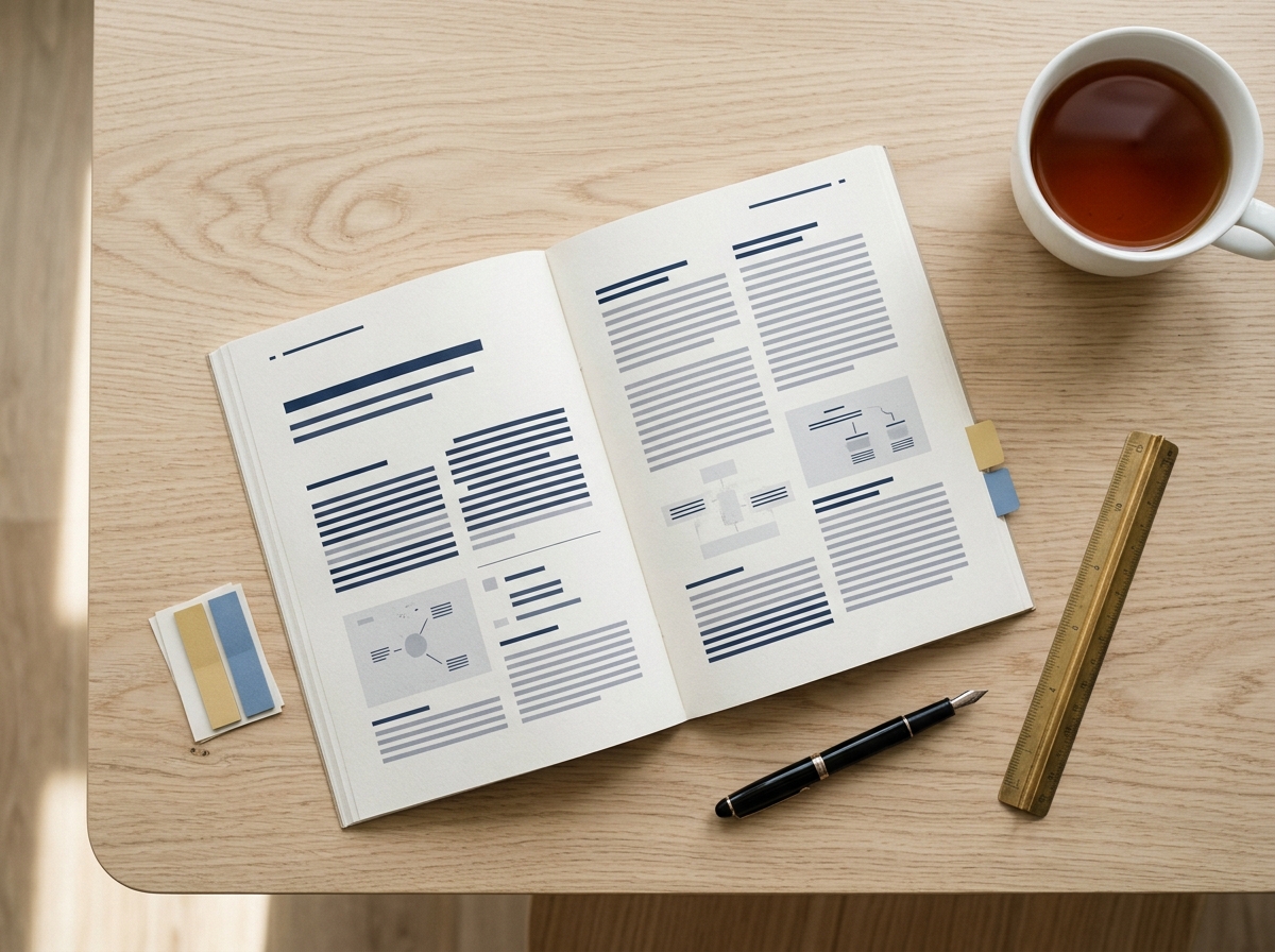 Editing work at a desk: Article and book formatting