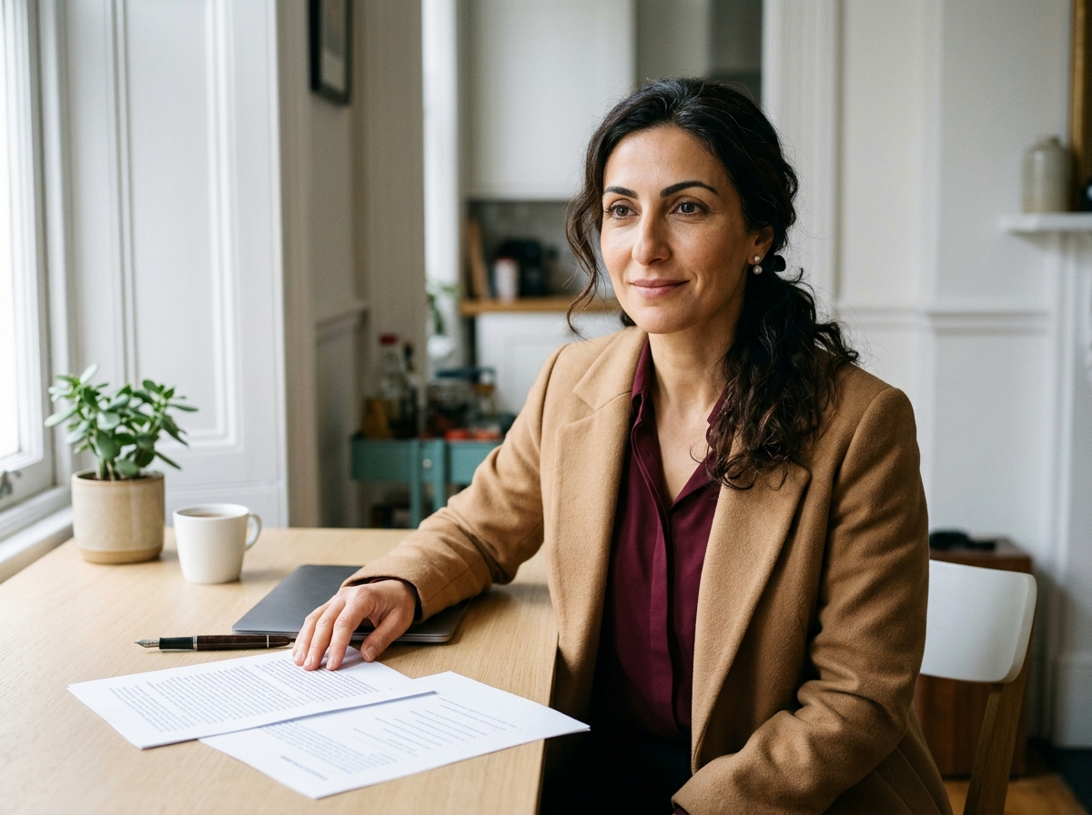 Editing work at a desk: Language translation into English
